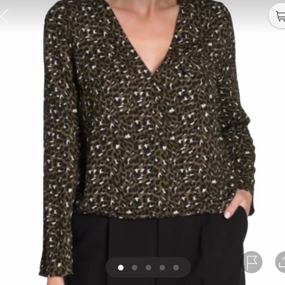Abound Tops - Nordstrom Abound Dark Olive Leopard Print Wrap Top